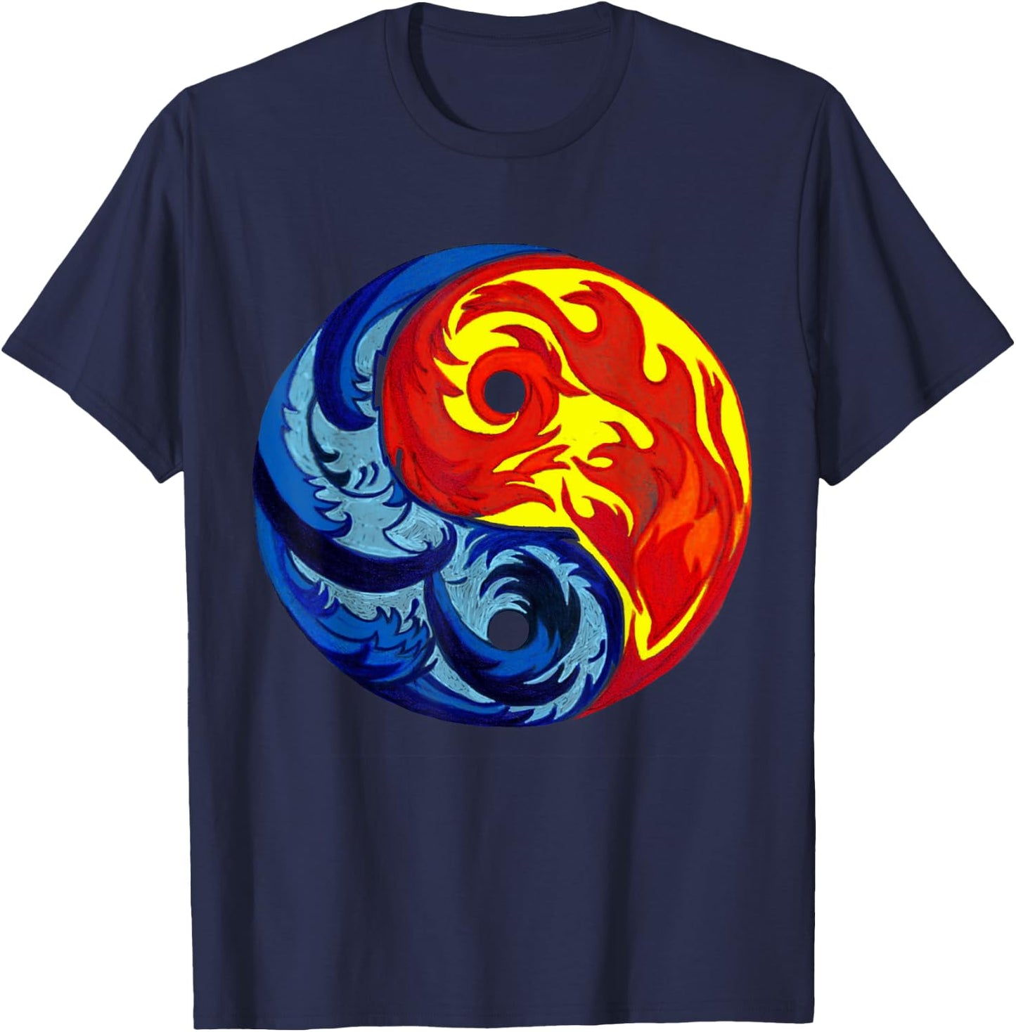 Fire and Ice Yin-Yang T-Shirt - T-Shirt | Navy