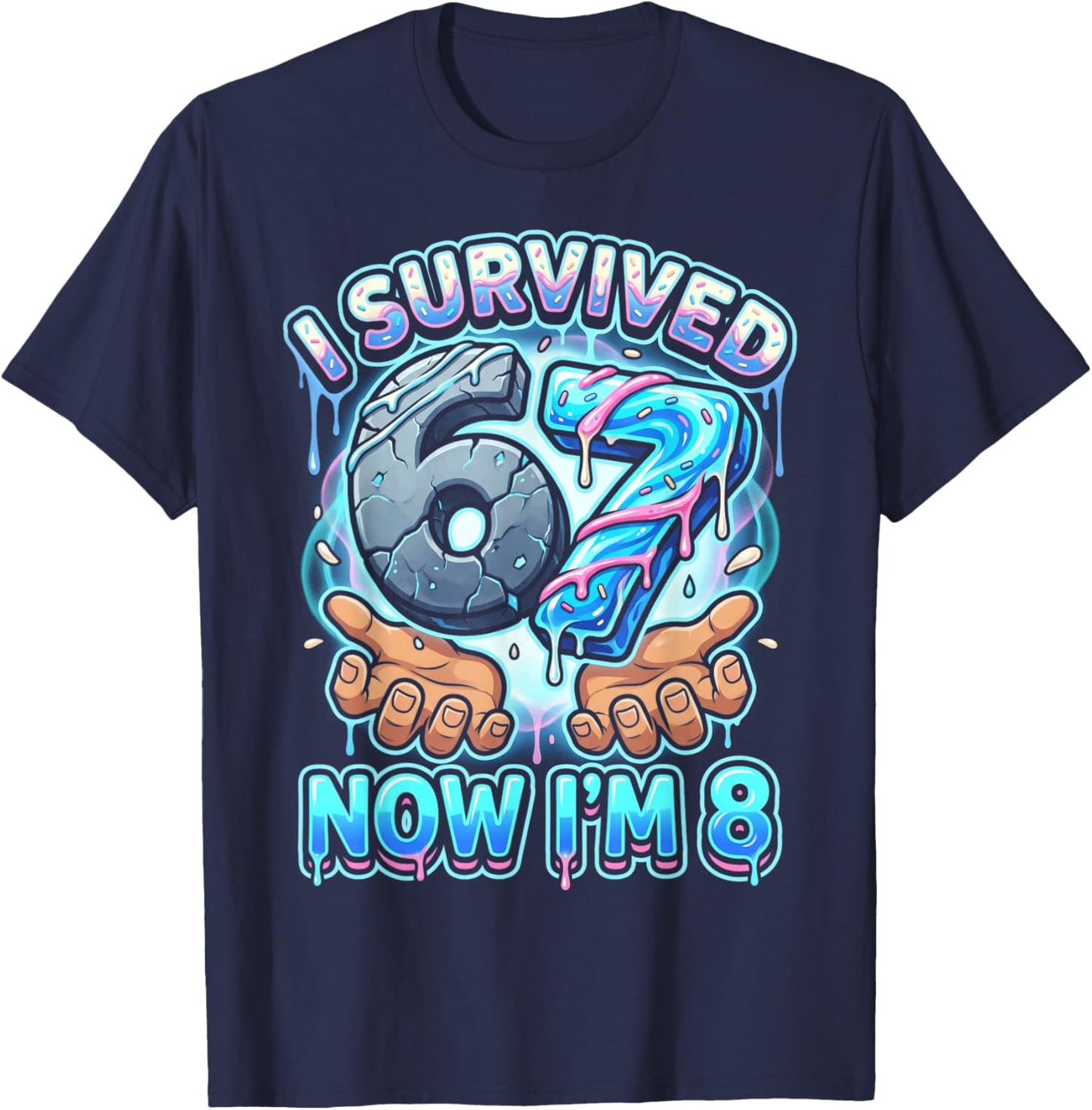 I Survived 6 7 Now I'm 8 8th Birthday Boys T-Shirt - T-Shirt | Navy