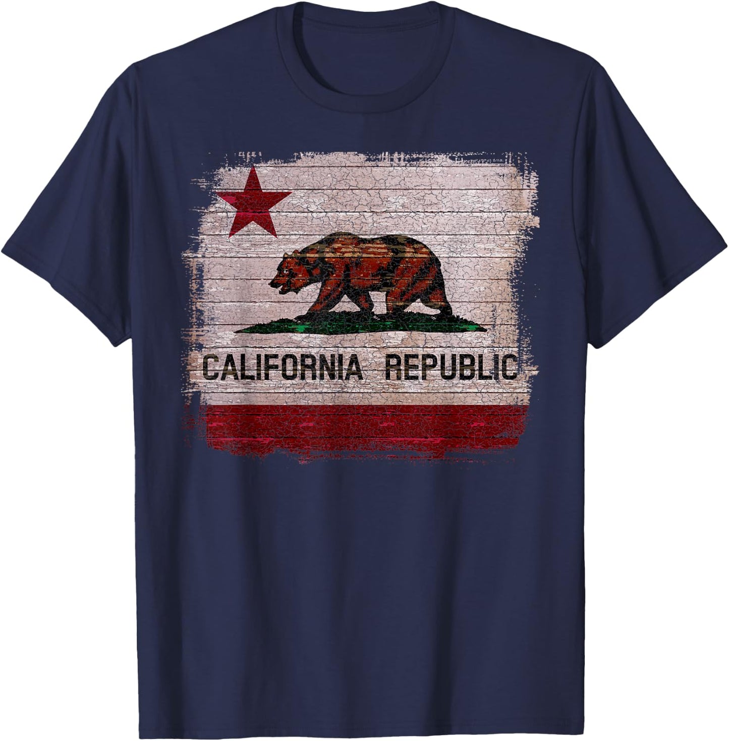 California Republic Flag Distressed Bear T-Shirt - T-Shirt | Navy
