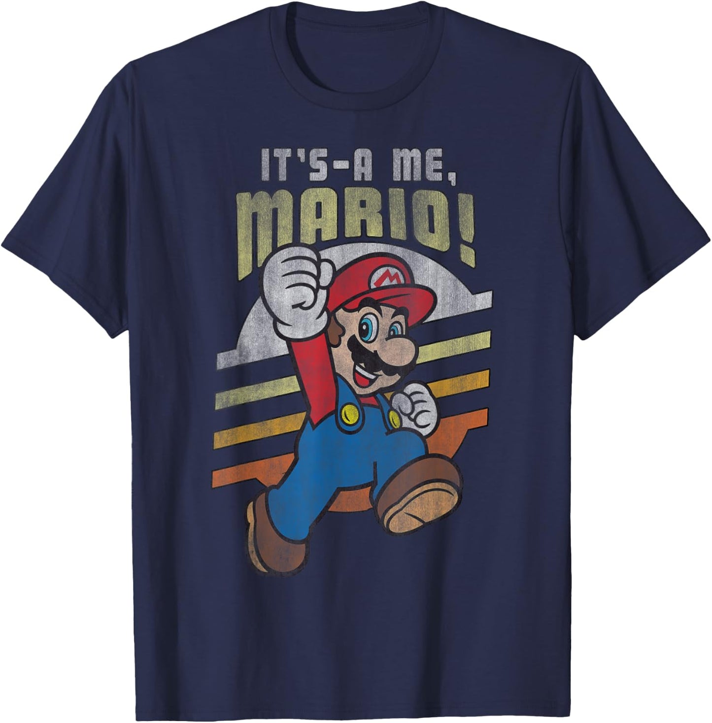 Super Mario It's-A Me, Mario! Distressed Poster T-Shirt - T-Shirt | Navy