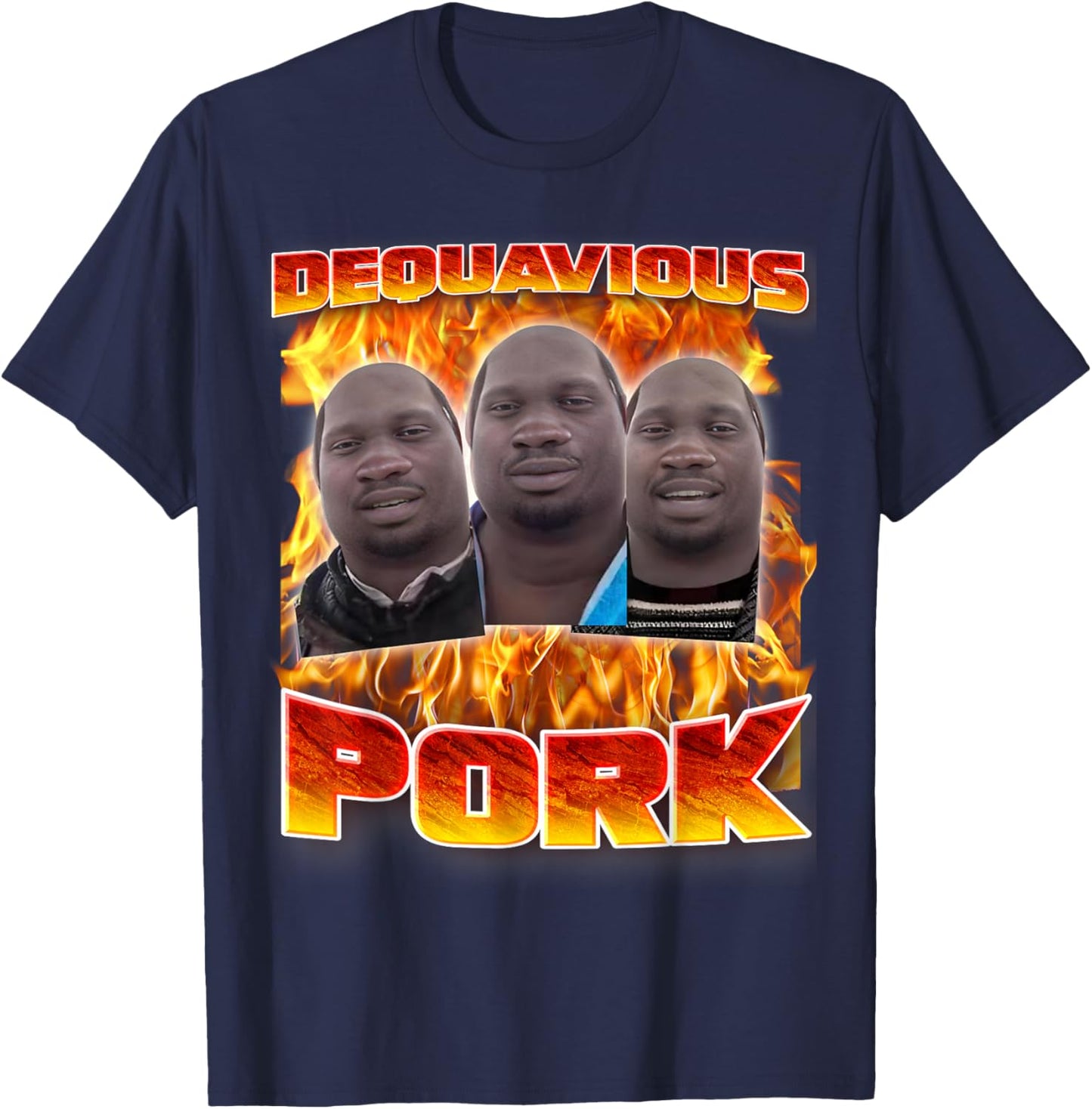 Dequavious Pork Meme Funny Memes Brainrot Memes Gen-Z Memes T-Shirt - T-Shirt | Navy