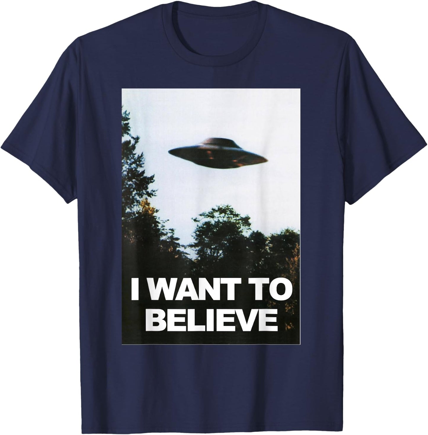 Alien UFO Hunter Shirt I Want To Believe T-Shirt - T-Shirt | Navy