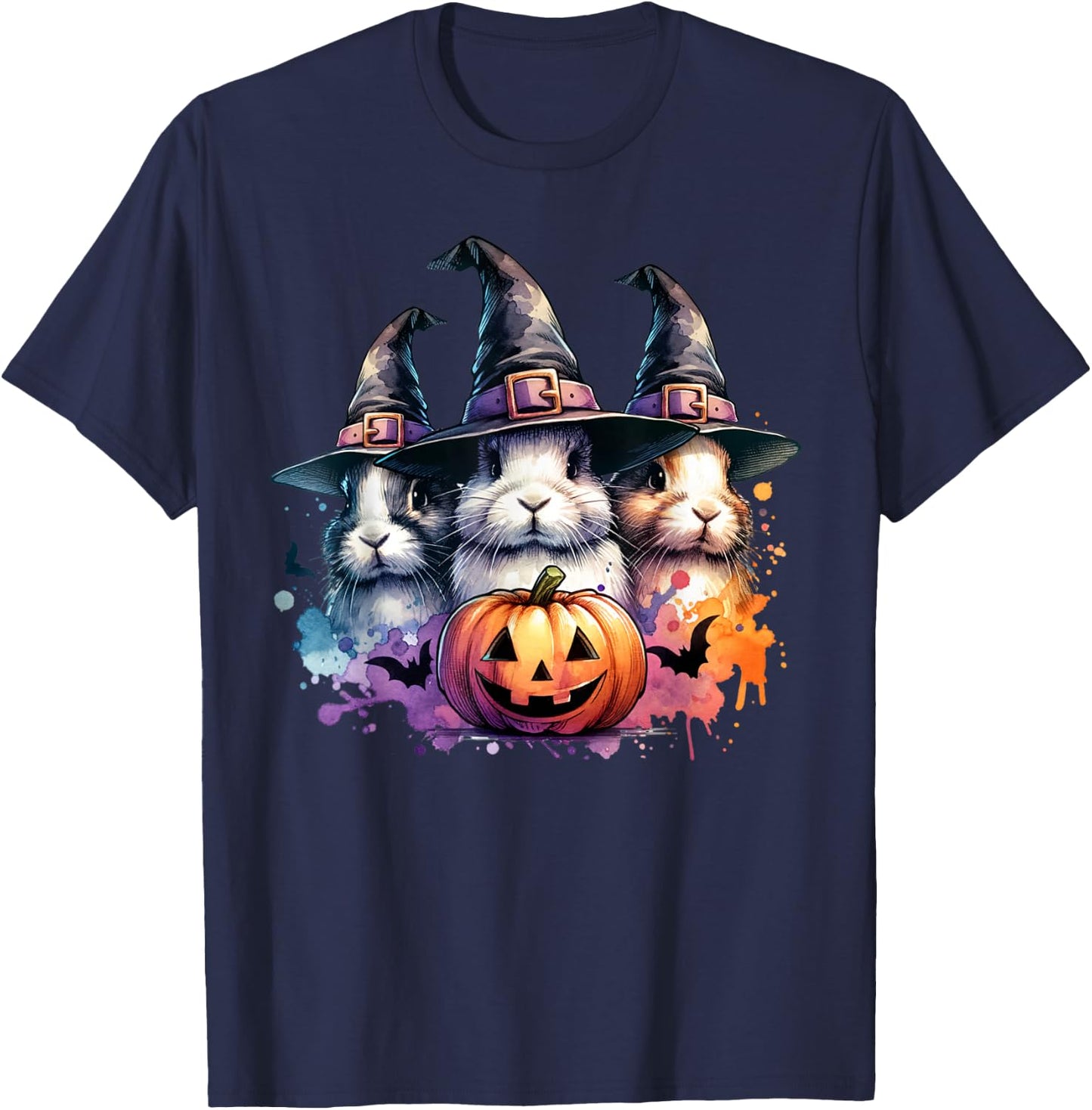 Funny Bunnies Halloween Costume Spooky Season Bunny Witch T-Shirt - T-Shirt | Navy