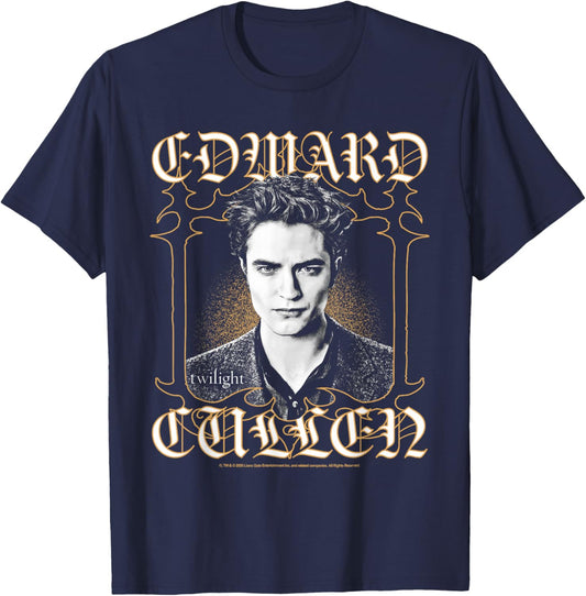 Twilight Gothic Framed Edward Cullen Portrait Retro Movie T-Shirt - T-Shirt | Navy
