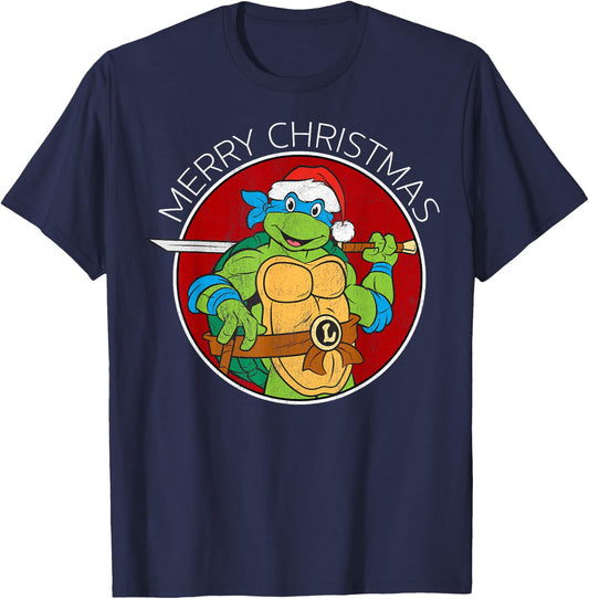 Teenage Mutant Ninja Turtles Leonardo Christmas -Shirt T-Shirt - T-Shirt | Navy