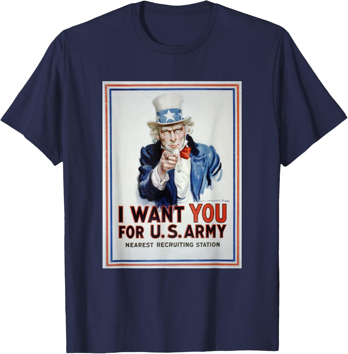 Uncle Sam I Want You For US Army Vintage Poster T-Shirt - T-Shirt | Navy