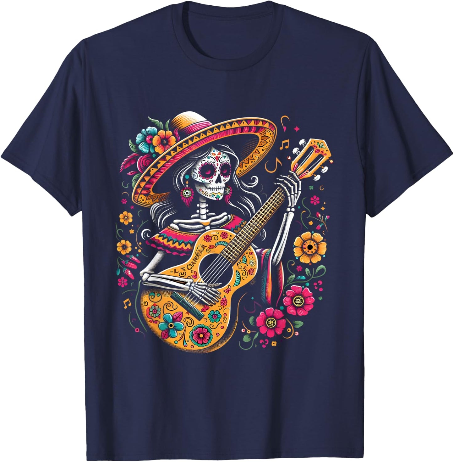 De Los Muertos La Catrina Day of the Dead Sugar Skull Women T-Shirt - T-Shirt | Navy