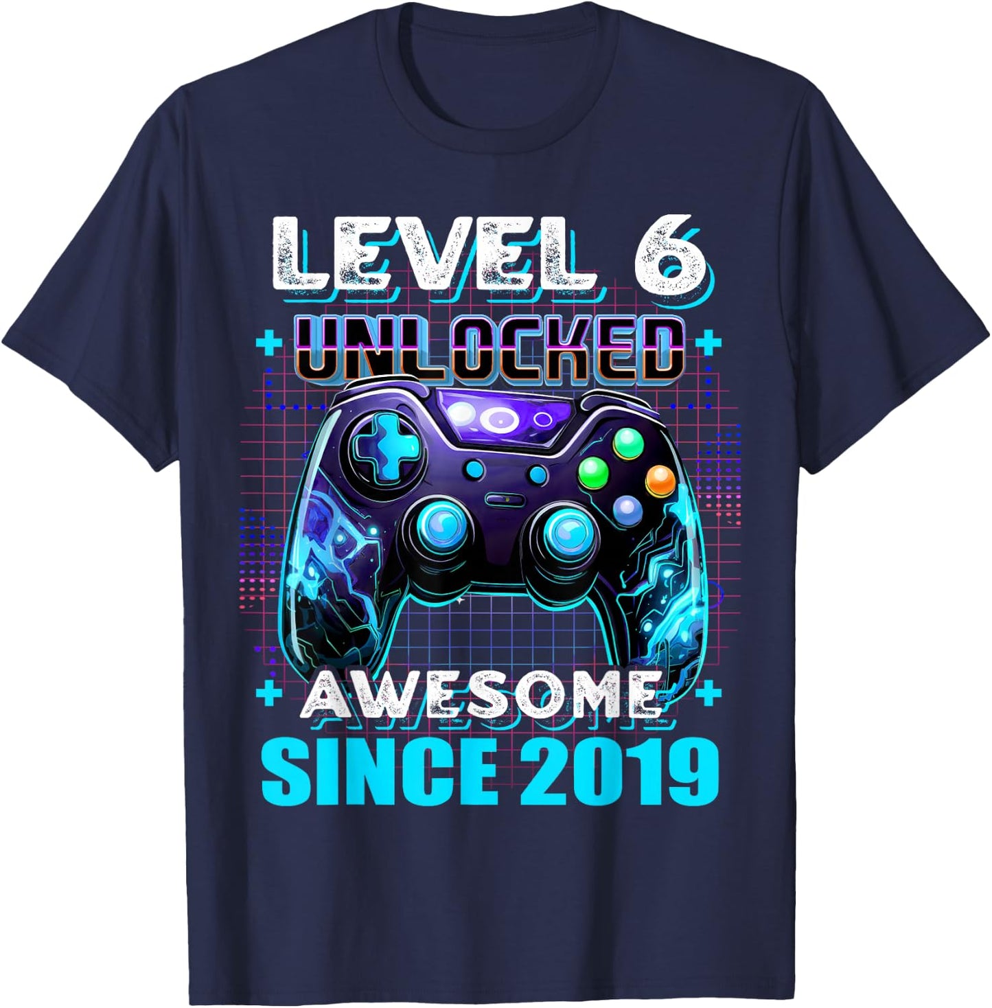6th Birthday Boy Level 6 Gamer 6 Year Video Game Party T-Shirt - T-Shirt | Navy