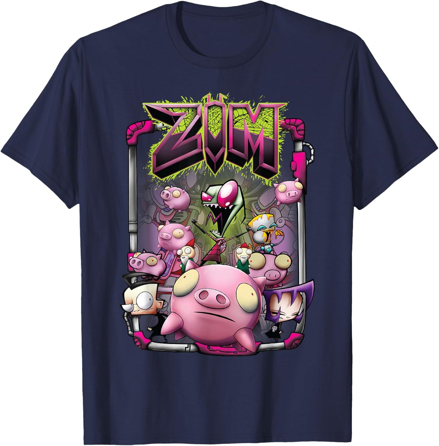 Nickelodeon Invader Zim Rubber Piggy Army T-Shirt - T-Shirt | Navy