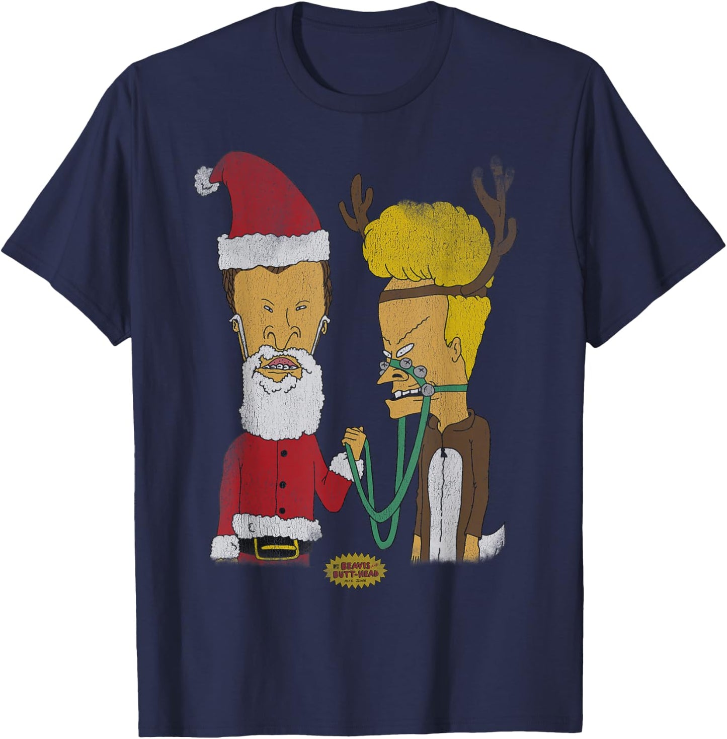 Beavis and Butt-Head Christmas Costumes Short Sleeve T-Shirt - T-Shirt | Navy