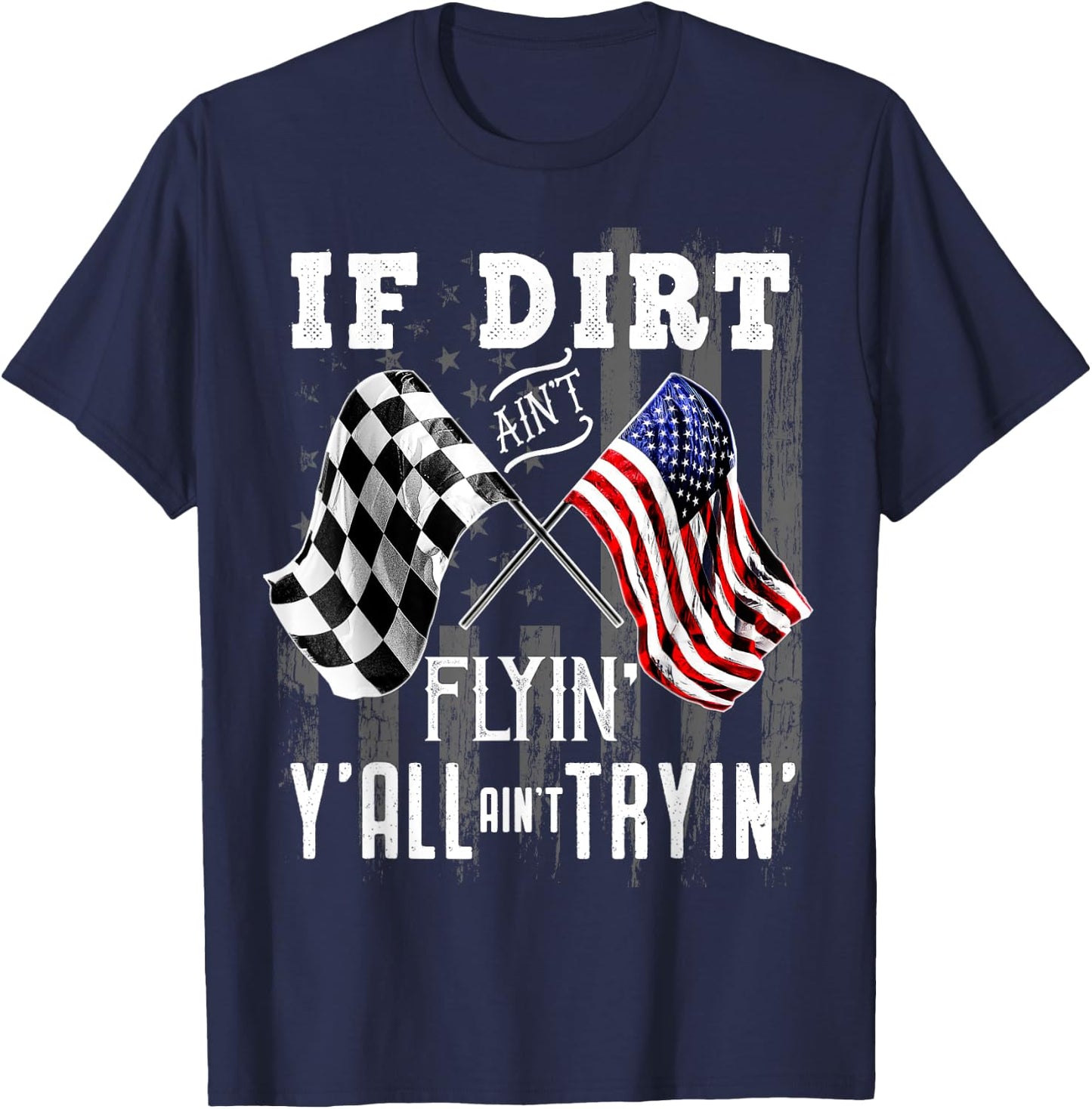Dirt Track Racing Motocross Stock Car Racing Gift T-Shirt - T-Shirt | Navy