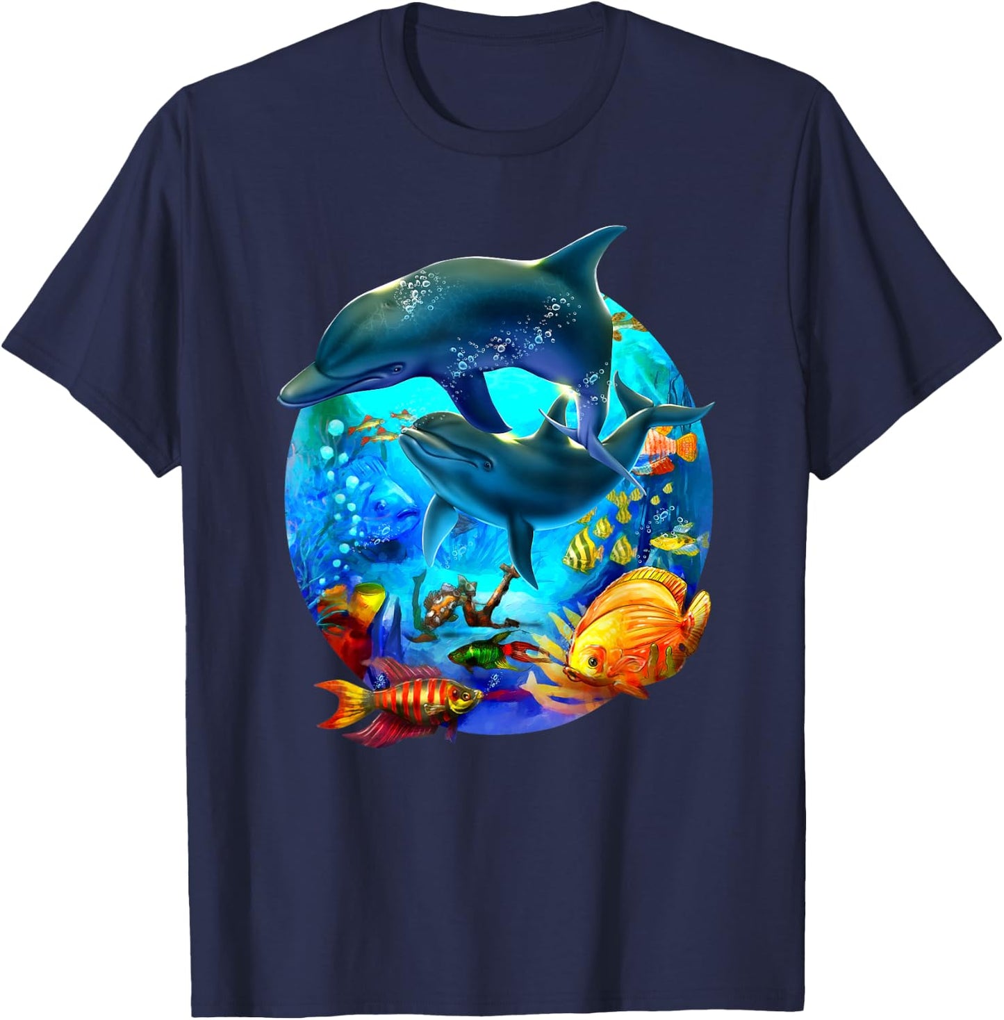Dolphin Sea Life Save the Sea Marine Biology Aquarium T-Shirt - T-Shirt | Navy