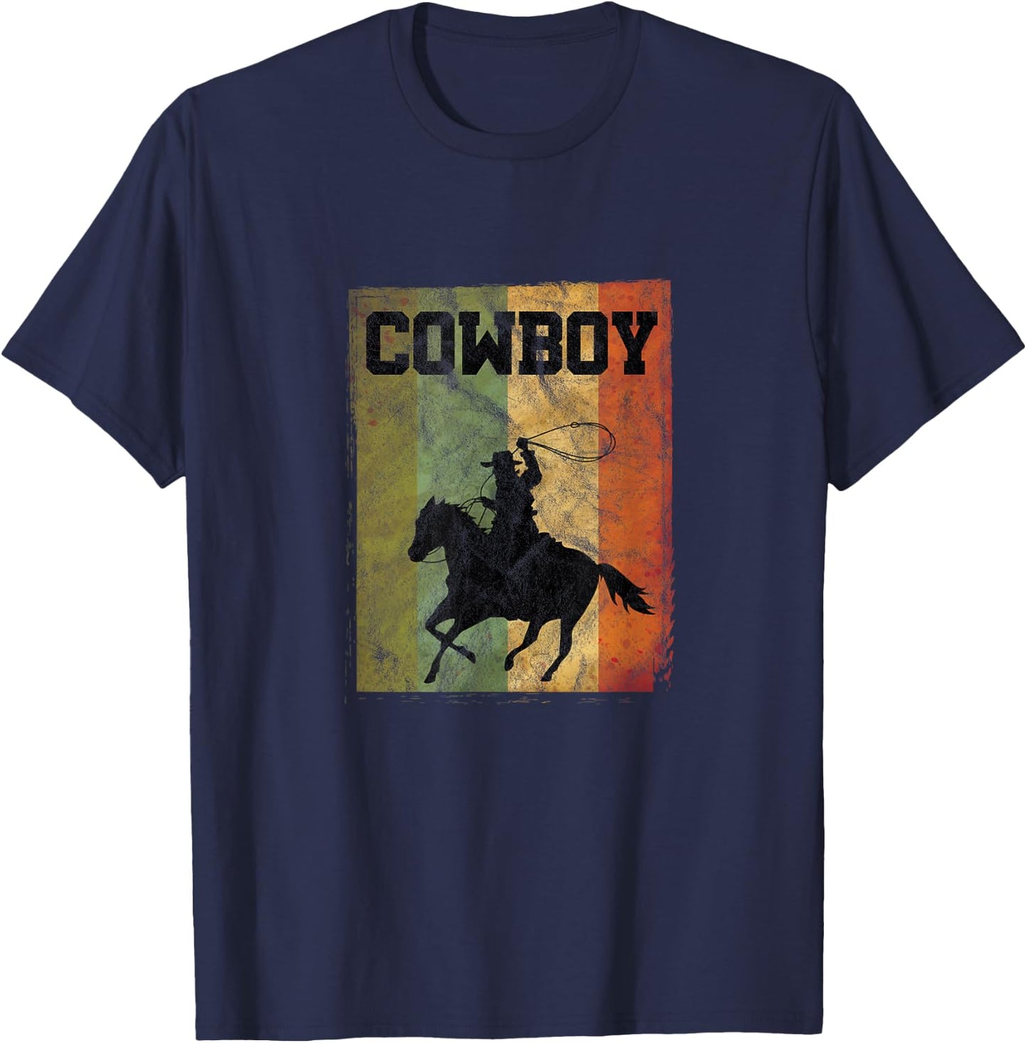 Distressed Vintage Cowboy Rodeo Horse Riding Country gift T-Shirt - T-Shirt | Navy