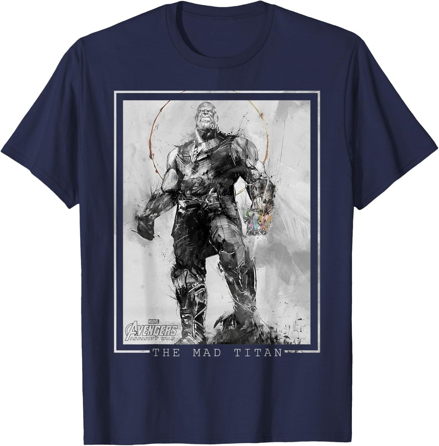 Marvel Avengers Infinity War Thanos Sketch Graphic T-Shirt - T-Shirt | Navy
