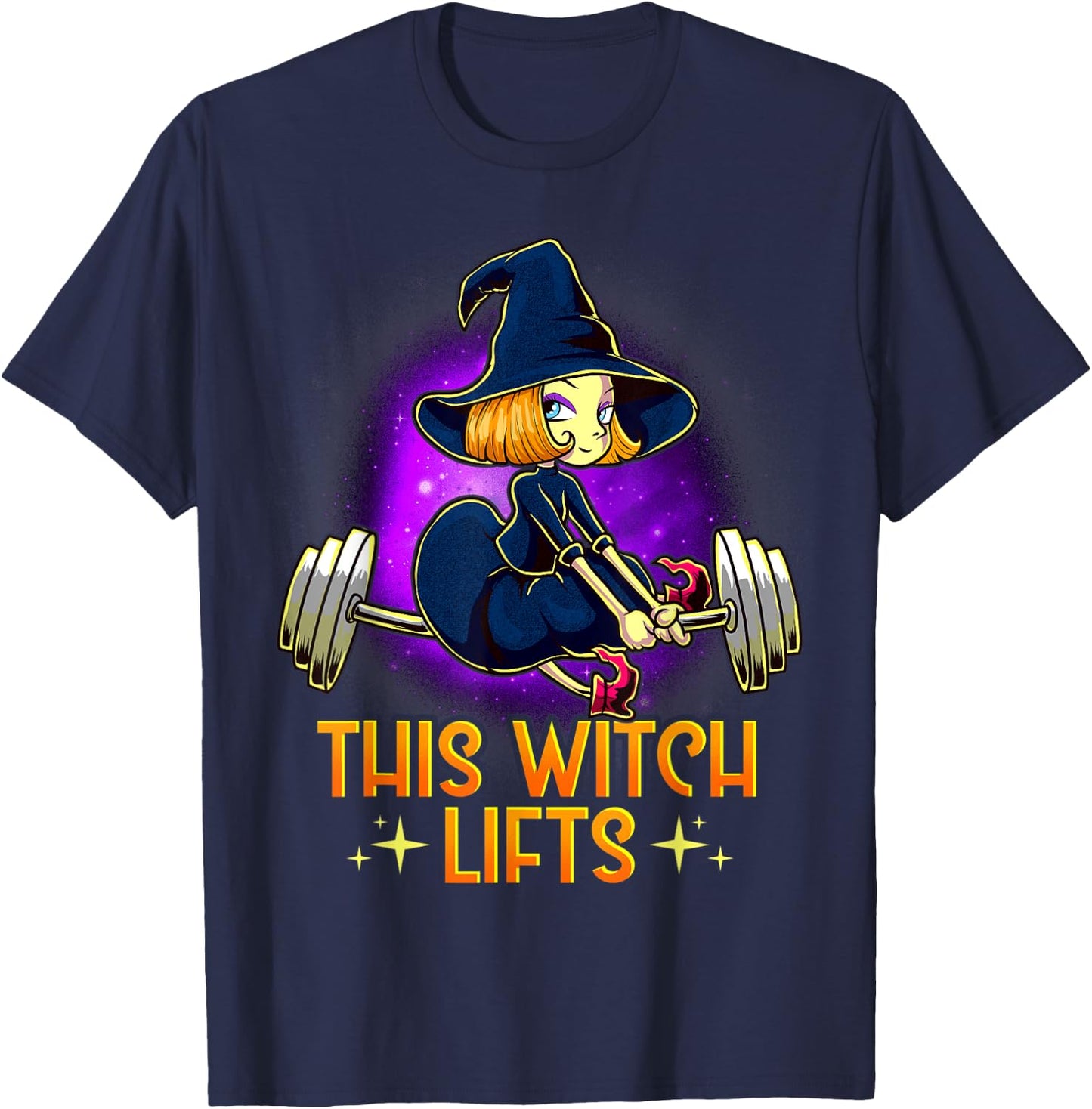 This Witch Lifts Funny Halloween Barbell Fitness Gym Witch T-Shirt - T-Shirt | Navy