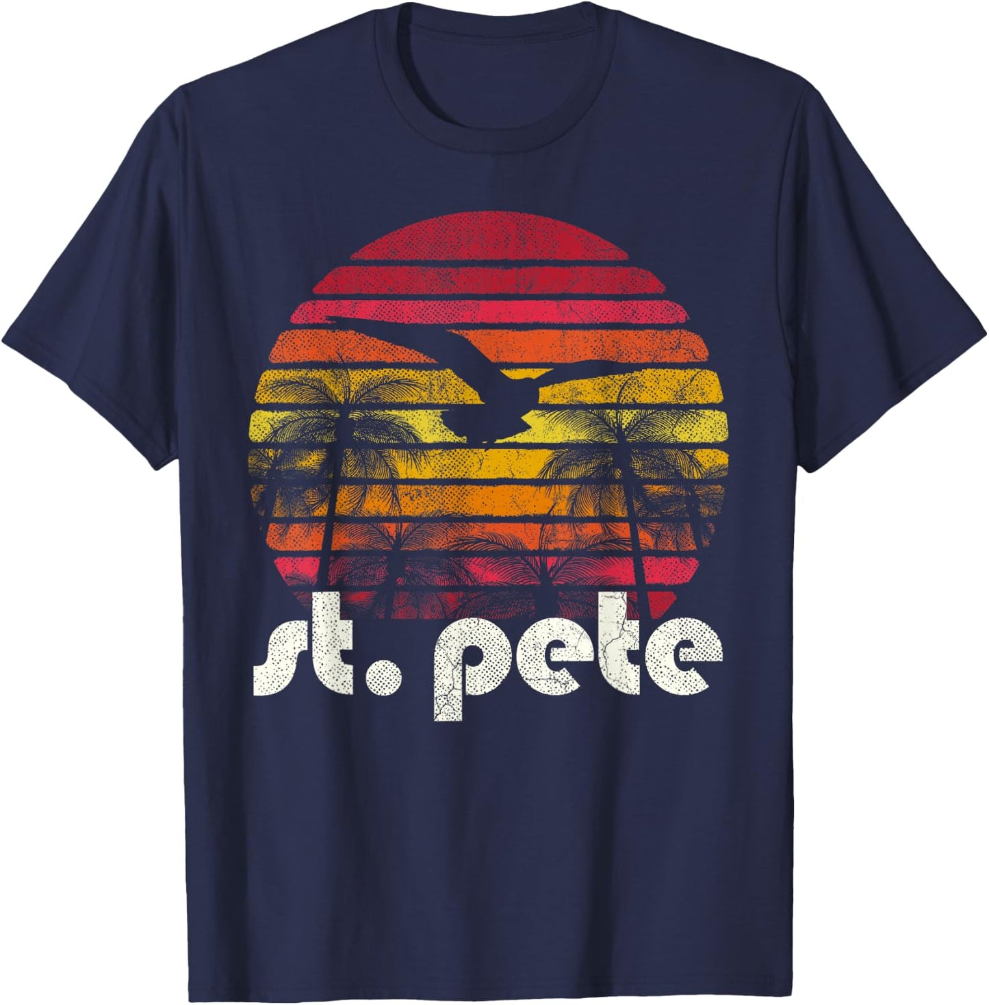 Retro Florida St. Pete Petersburg Men Women Vintage Gift T-Shirt - T-Shirt | Navy