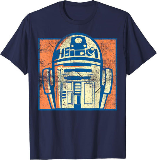Star Wars R2-D2 Vintage Distressed Retro Cartoon T-Shirt - T-Shirt | Navy