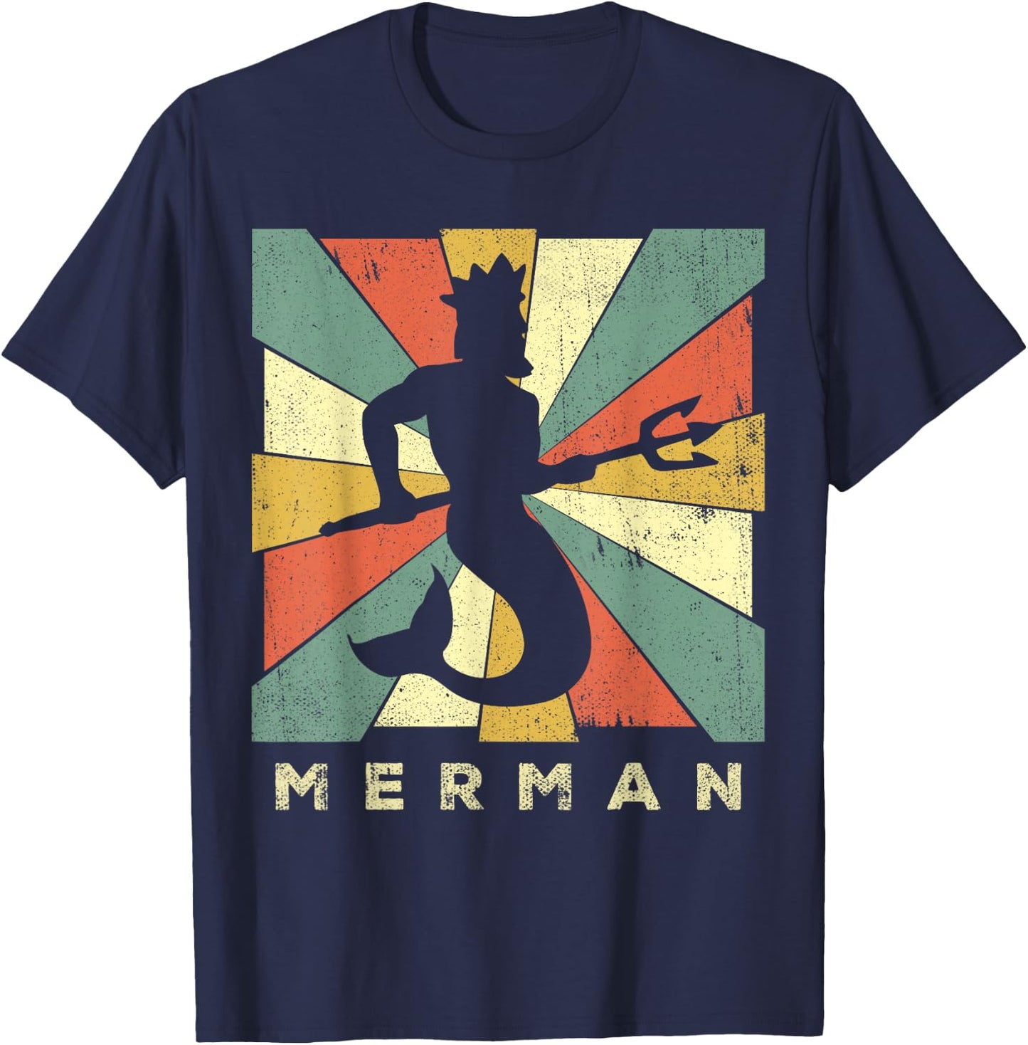 Merman Lover Vintage Retro Style T-Shirt - T-Shirt | Navy
