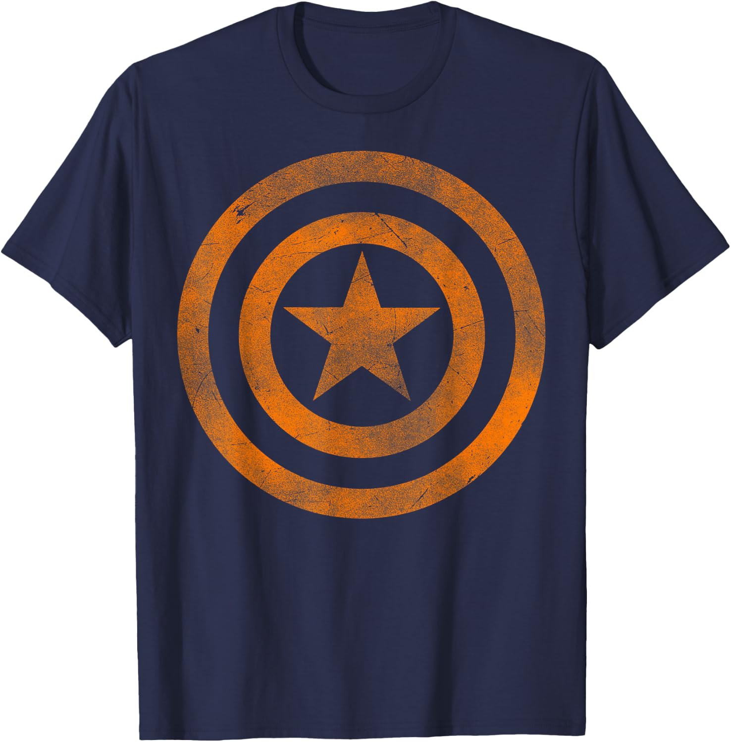 Marvel Captain America Tonal Orange Cut-Out Halloween T-Shirt - T-Shirt | Navy