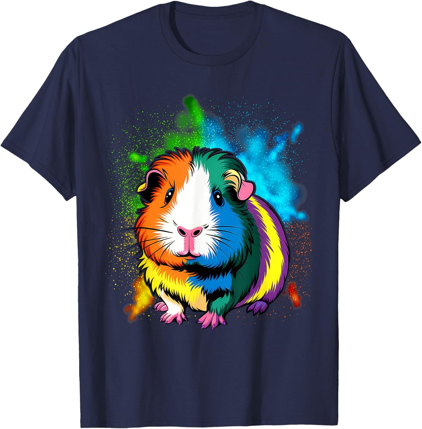 Cute Guinea Pig Rainbow Design for Guinea Pig Lovers T-Shirt - T-Shirt | Navy