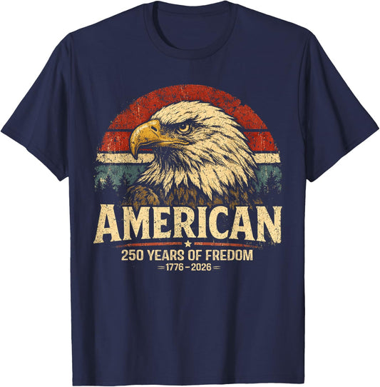 America Retro 250 Years 250th Anniversary USA 1776 2026 T-Shirt - T-Shirt | Navy