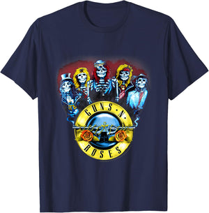 Guns N' Roses Official Skeletons & Bullets Small T-Shirt - T-Shirt | Navy