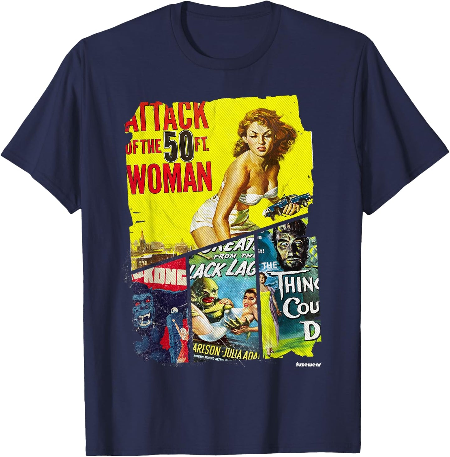 Vintage Style Sci Fi Movie Poster Collage T-Shirt - T-Shirt | Navy