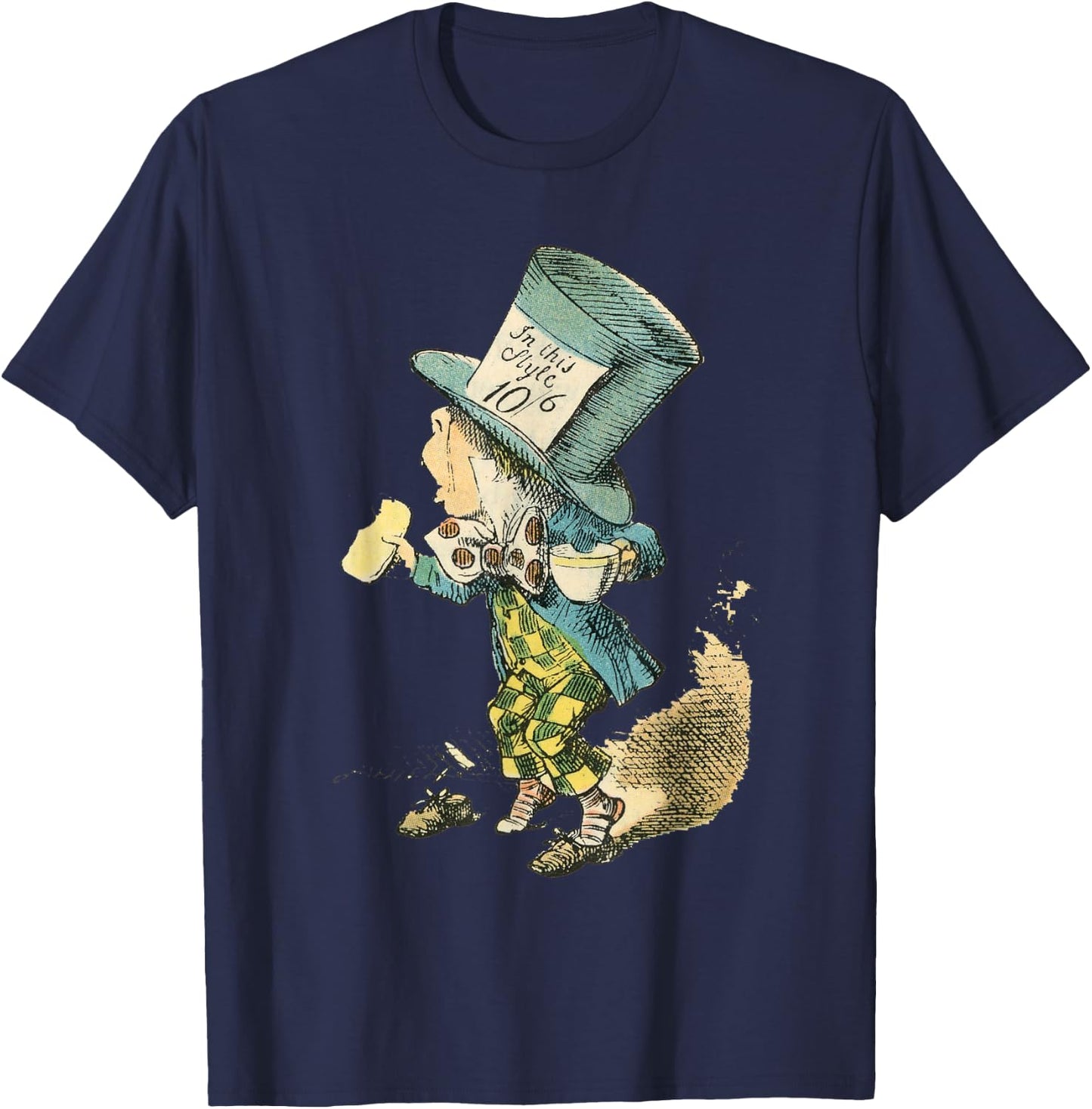 Alice in Wonderland Mad Hatter Vintage Illustration T-Shirt - T-Shirt | Navy