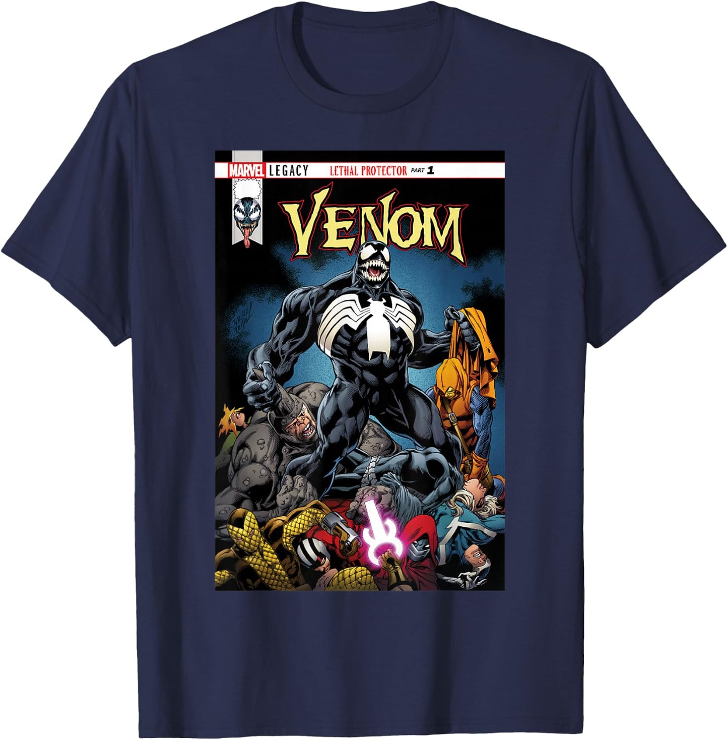 Marvel Venom Lethal Pileup Comic Cover Graphic T-Shirt - T-Shirt | Navy