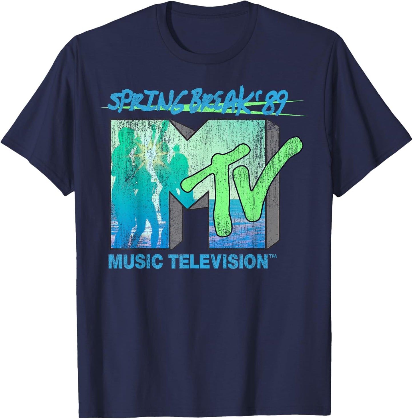 MTV Spring Break 89 Retro Beach Logo T-Shirt - T-Shirt | Navy