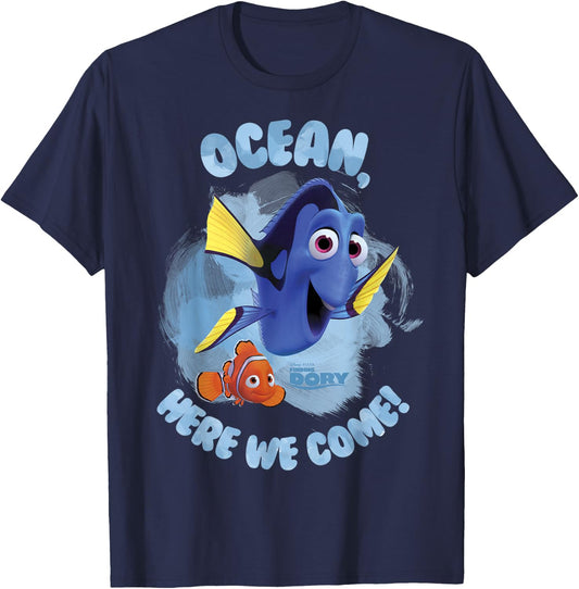 Disney Pixar Finding Dory Ocean Here We Come Watercolor T-Shirt - T-Shirt | Navy