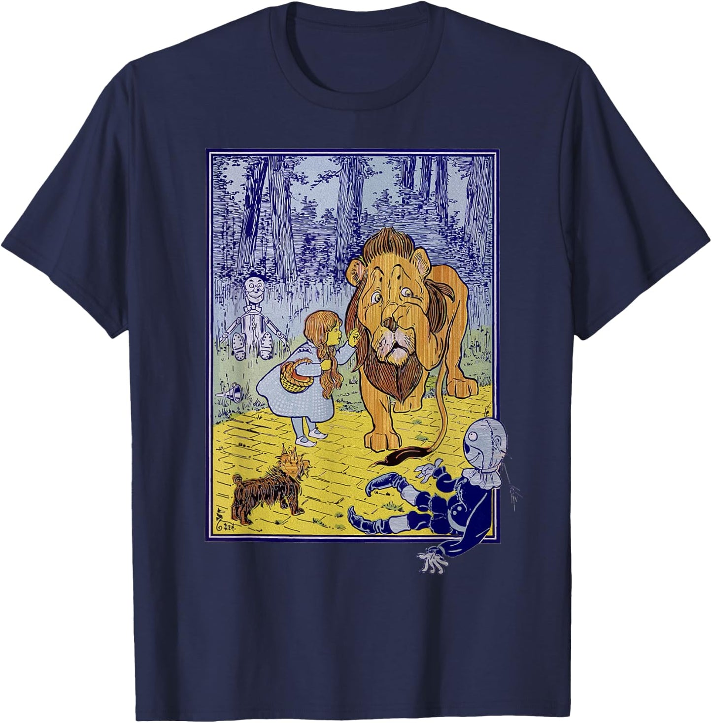 Retro Dorothy Slaps the Lion OZ Shirt Art-The Wizard Of OZ T-Shirt - T-Shirt | Navy