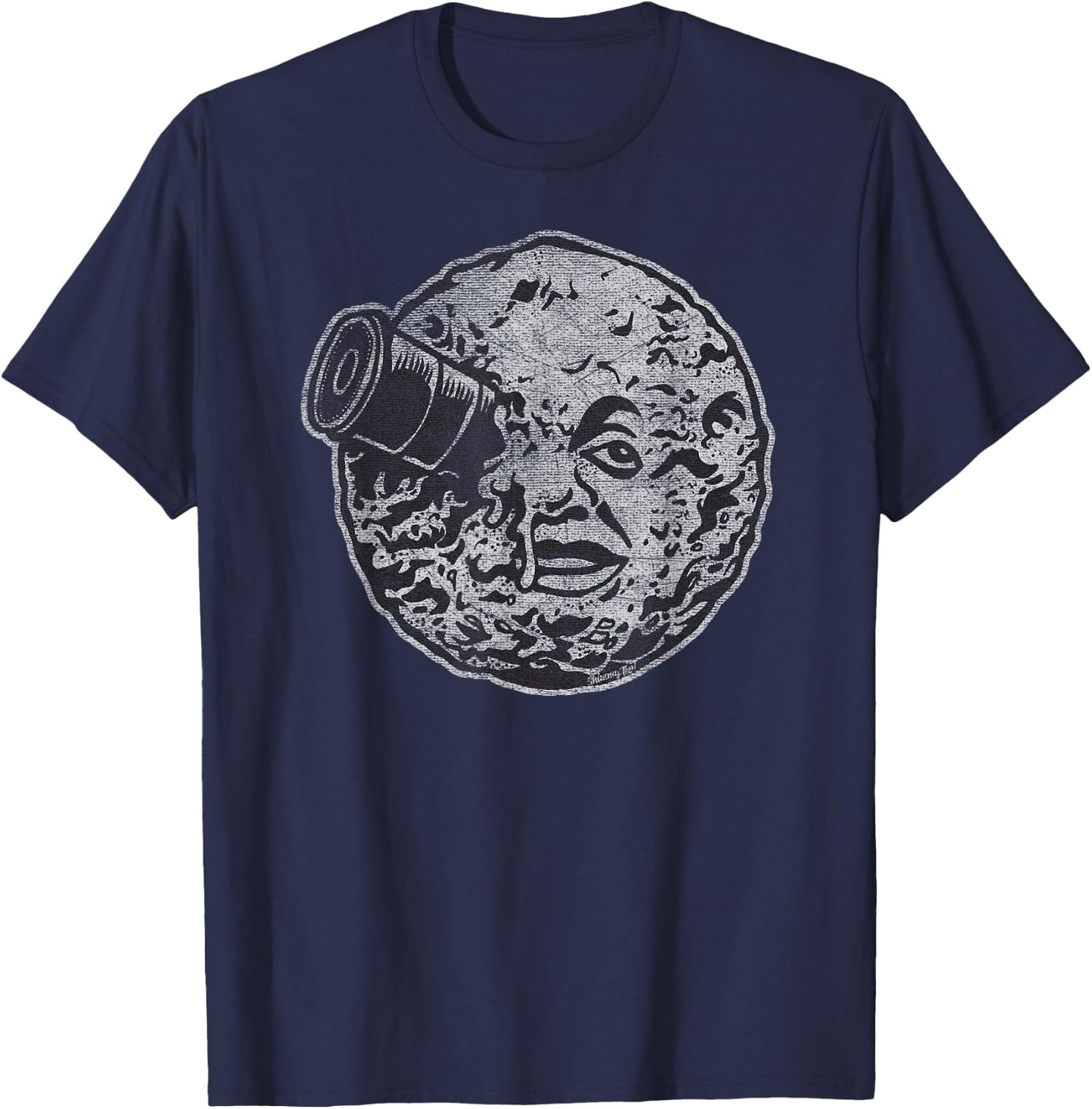 Rocket Ship Moon Face T-Shirt - T-Shirt | Navy