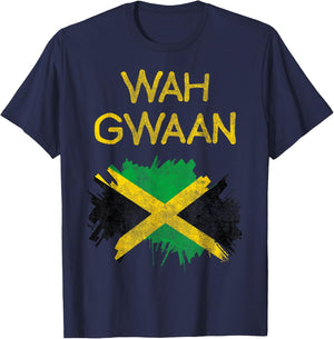 Wah Gwaan Jamaica Flag Jamaican Pride Reggae Vacation T-Shirt - T-Shirt | Navy