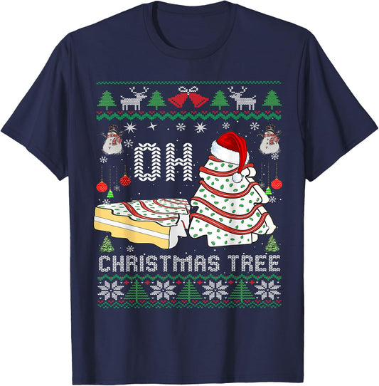 Oh Christmas Ugly Tree Cakes Debbie Becky Jen Cake Lovers T-Shirt - T-Shirt | Navy