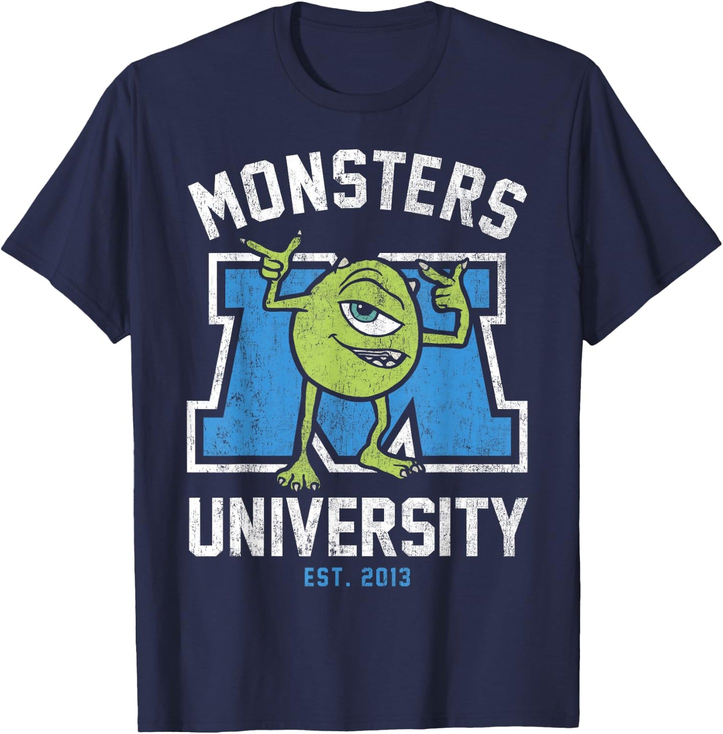 Disney Pixar Monsters University Mike Collegiate Logo T-Shirt - T-Shirt | Navy