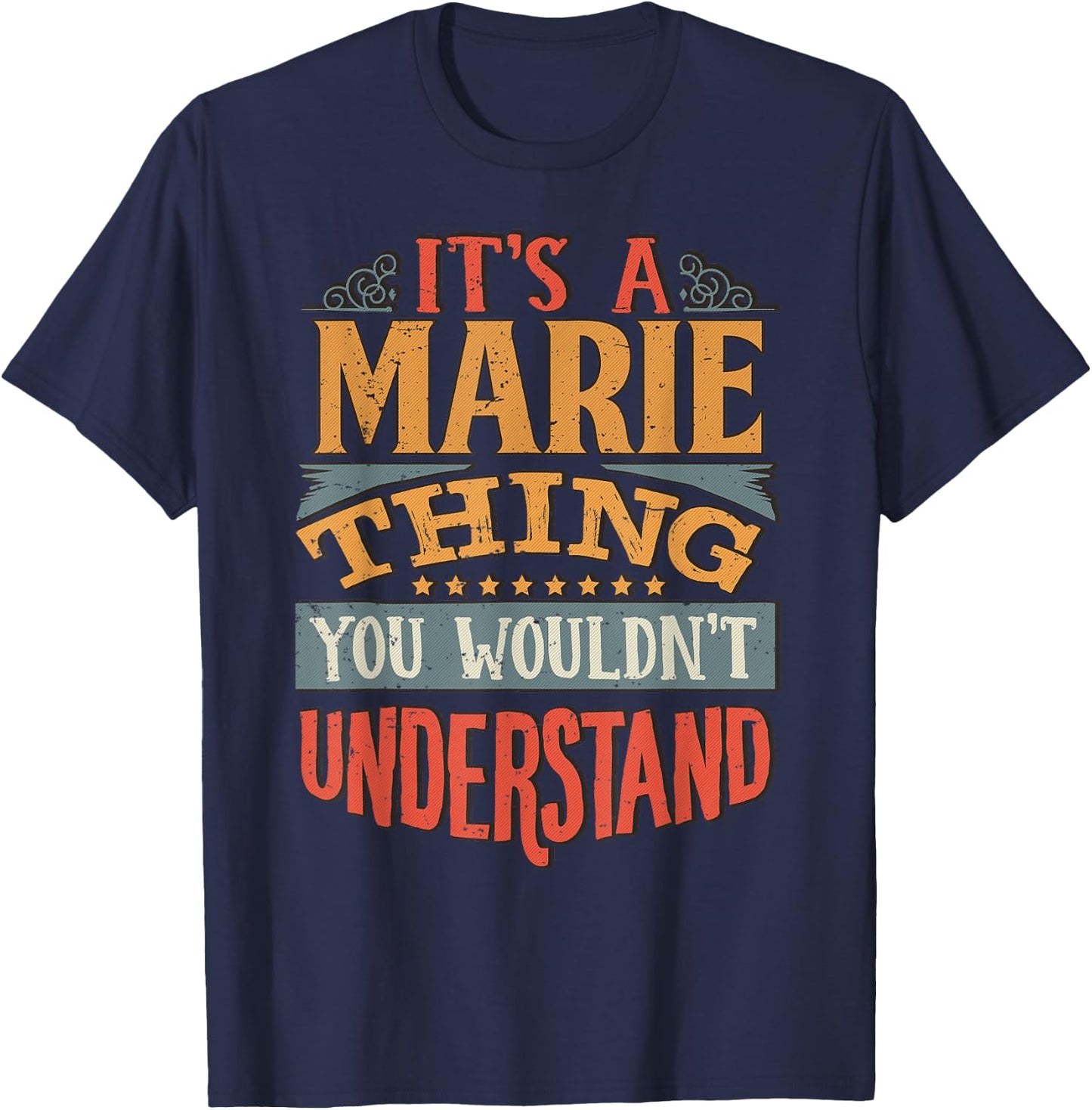 Marie Name T-Shirt - T-Shirt | Navy