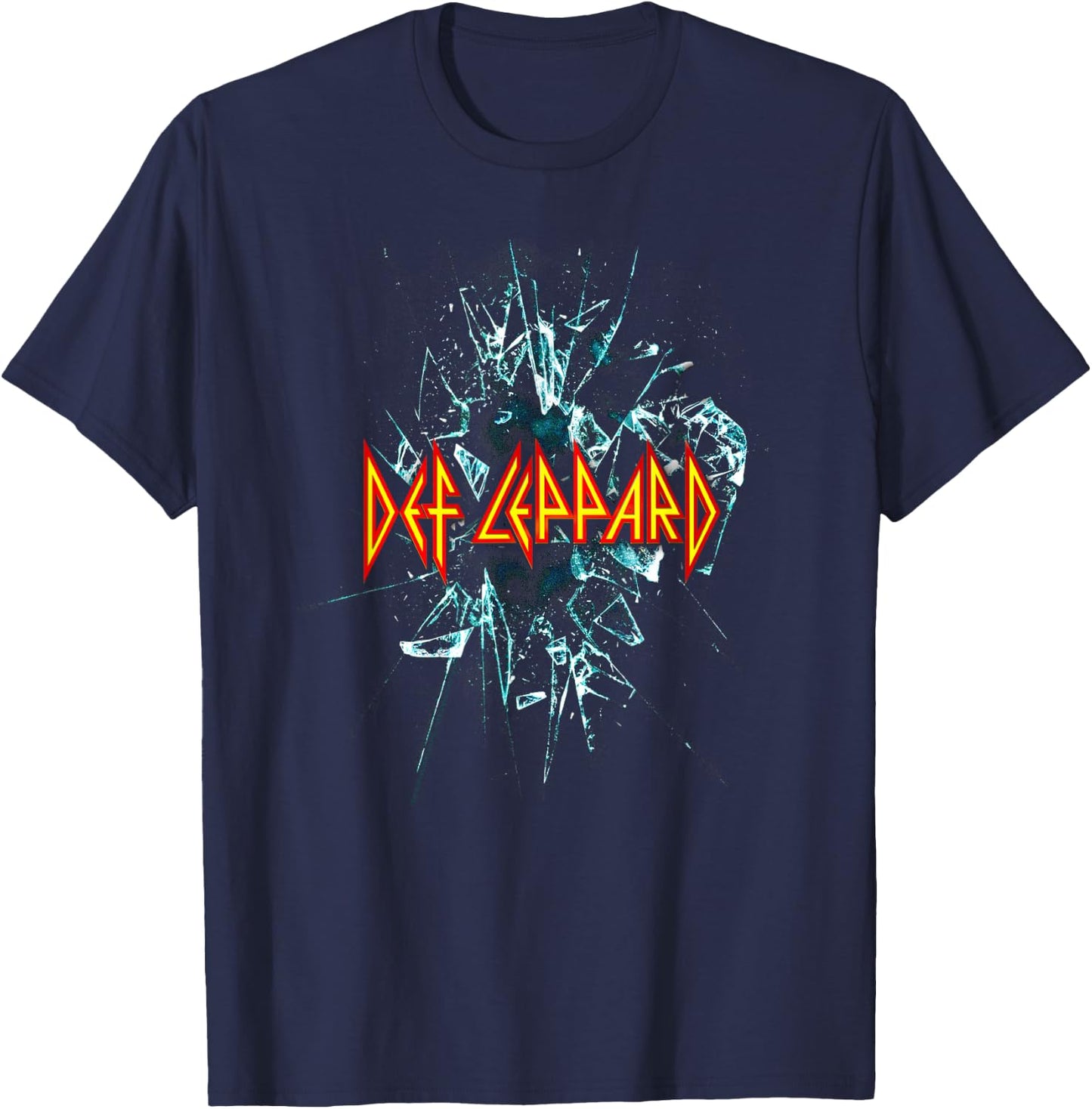 Def Leppard Classic Black Album - 100% Cotton, Adult Short Sleeve T-Shirt - T-Shirt | Navy