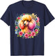 Fluffy Apricot Poodle Puppy Floral Wreath Pastel Dog Lover T-Shirt - T-Shirt | Navy