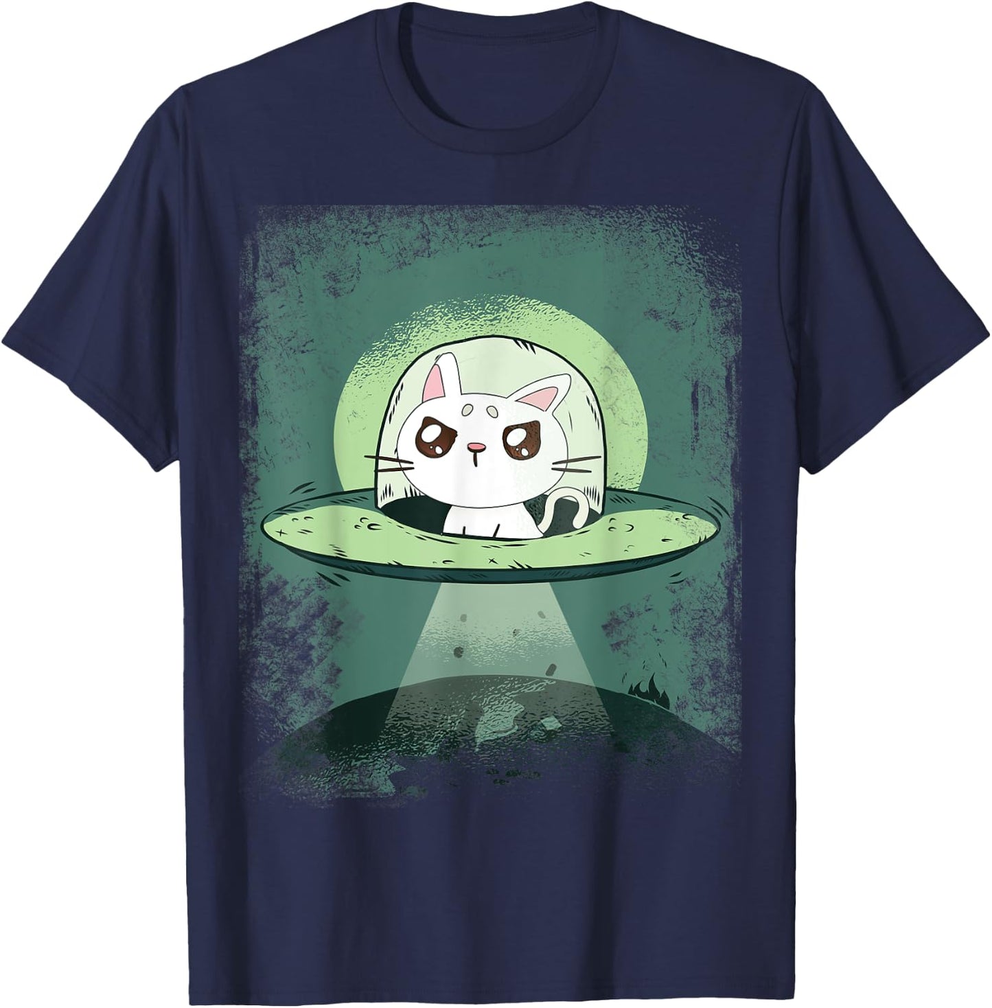 Ufo Cat - Funny Space Cat Alien Abduction Men Women T-Shirt - T-Shirt | Navy
