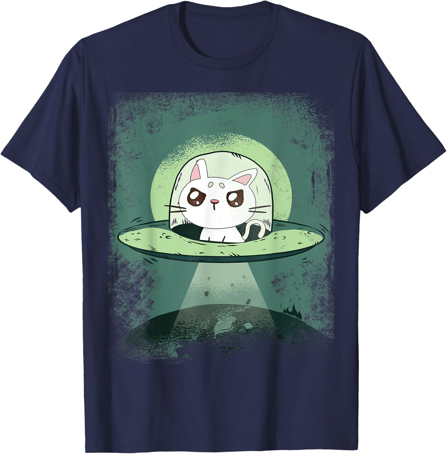 Ufo Cat - Funny Space Cat Alien Abduction Men Women T-Shirt - T-Shirt | Navy