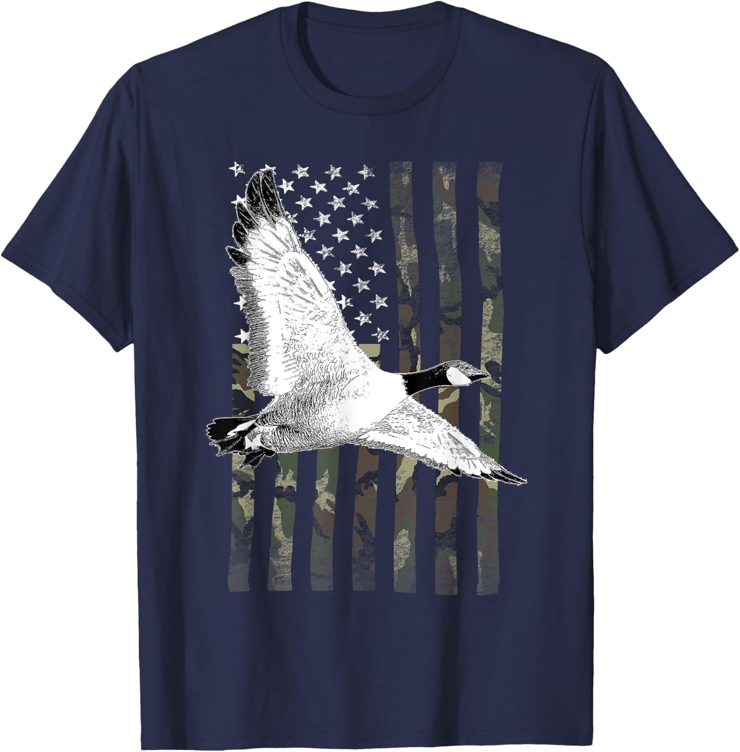 Goose Hunting Camouflage American Flag Kids Men T-Shirt - T-Shirt | Navy