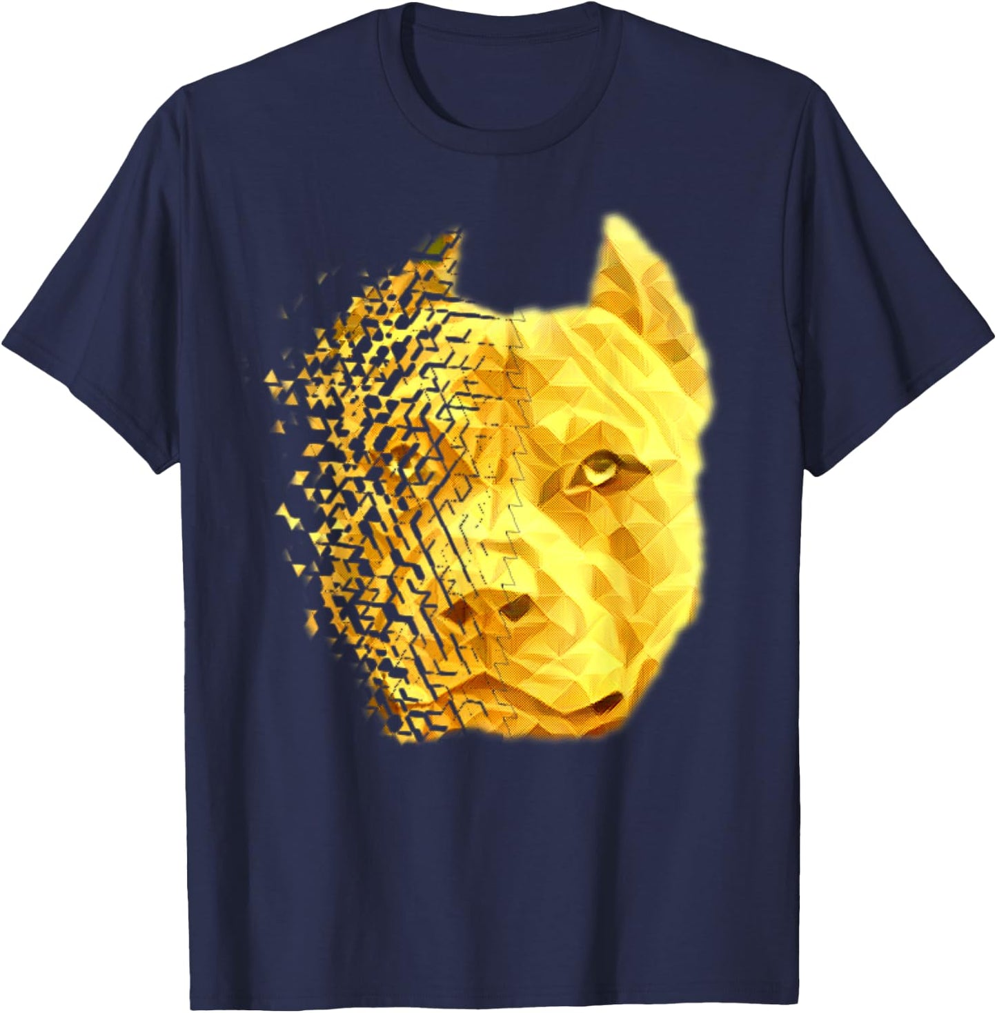 Pit Bull Shattered Gold Designer T-Shirt - T-Shirt | Navy