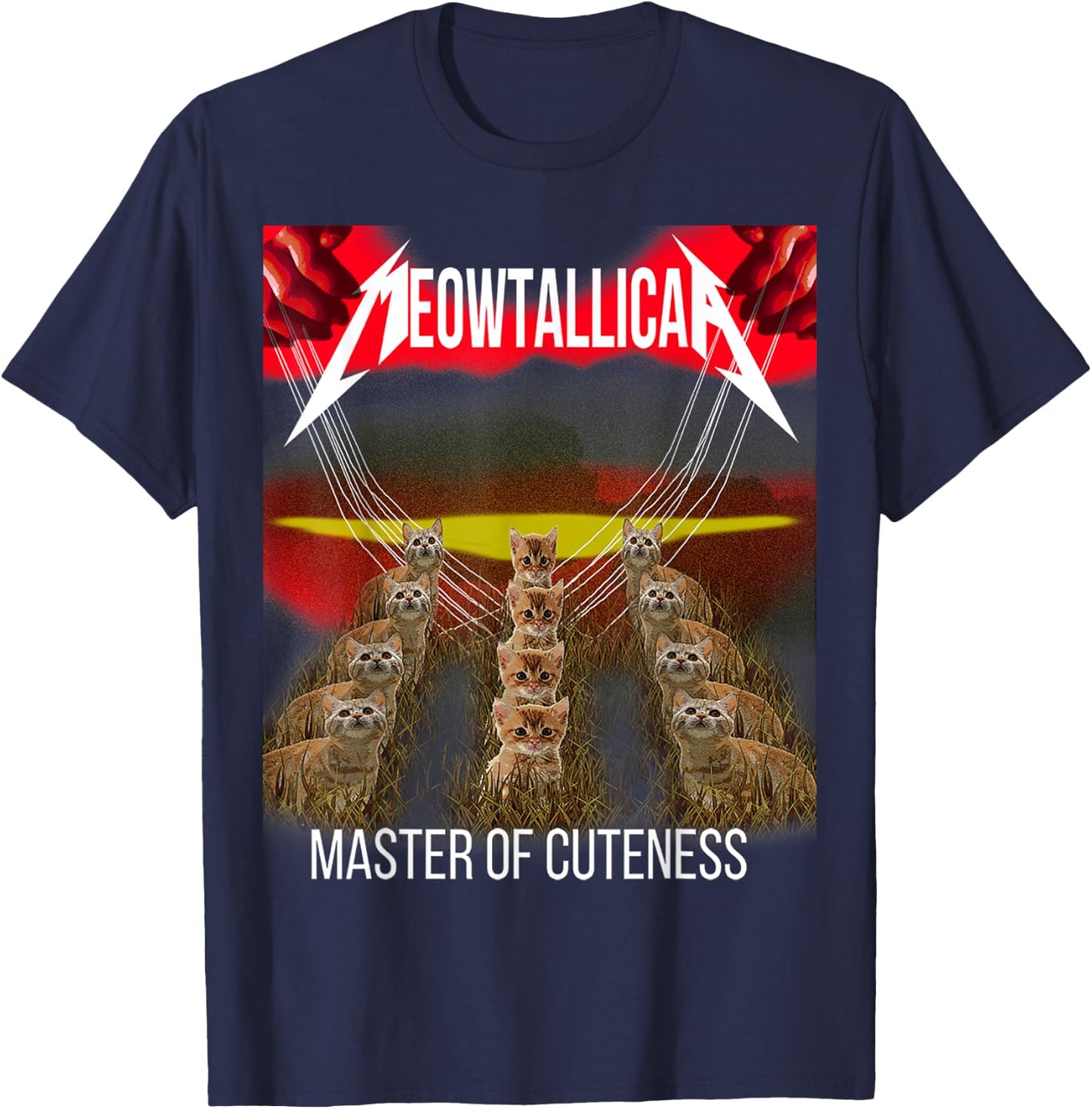 Meowtallica master of cuteness funny cat Men Women Kids T-Shirt - T-Shirt | Navy