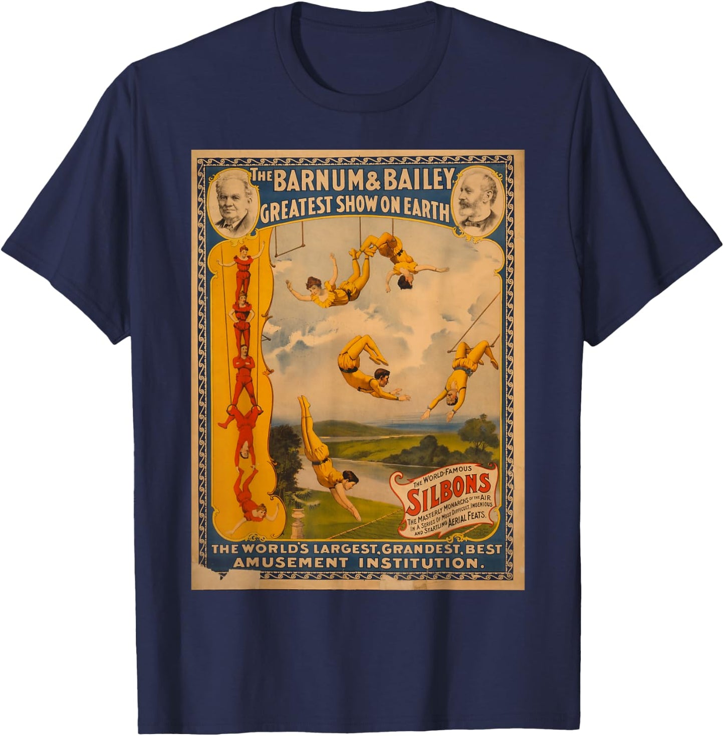 Vintage poster - Circus Trapeze Act Retro T-Shirt - T-Shirt | Navy