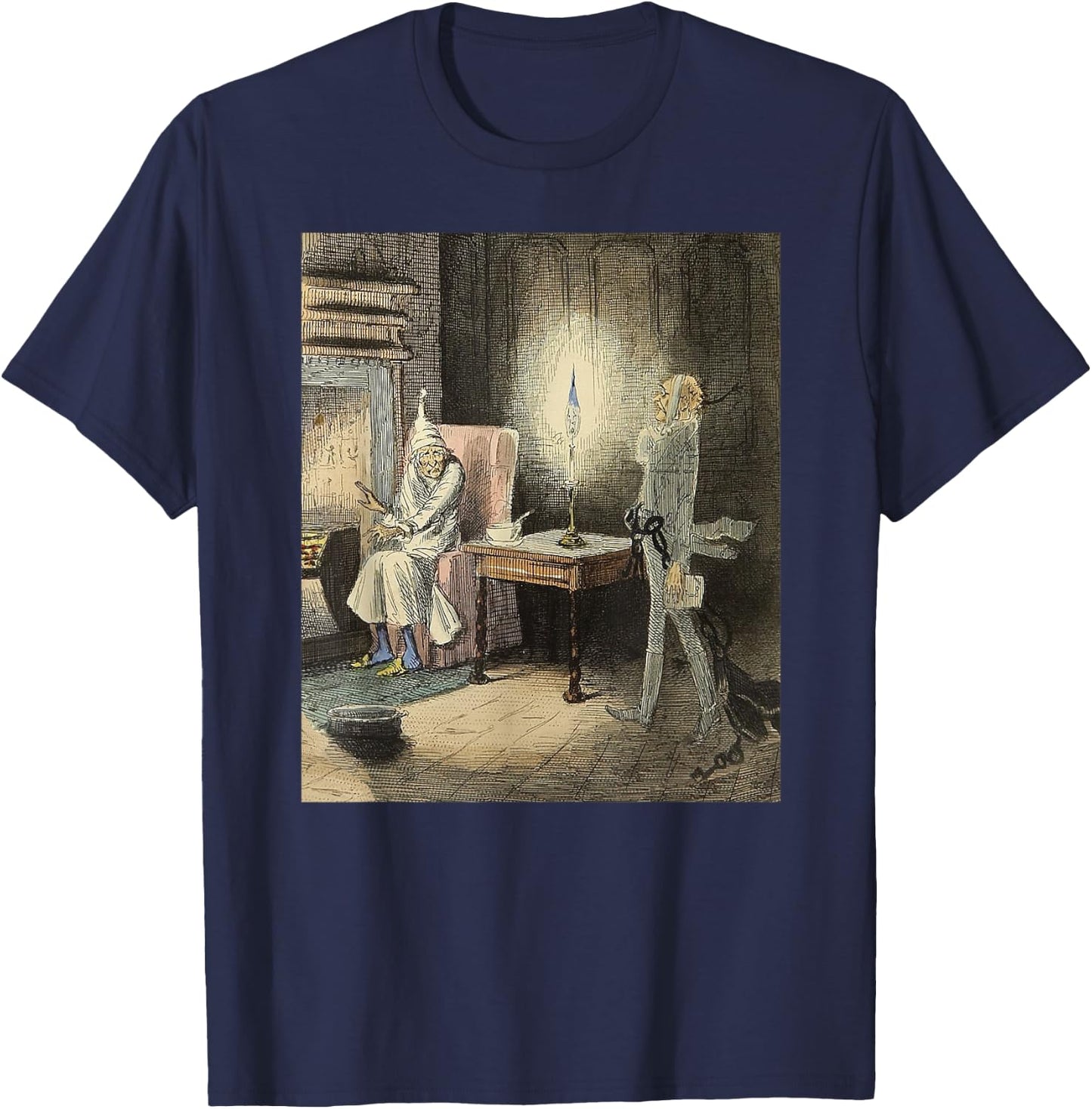 A Christmas Carol Scrooge Art-Ghost of Jacob Marley T-Shirt - T-Shirt | Navy