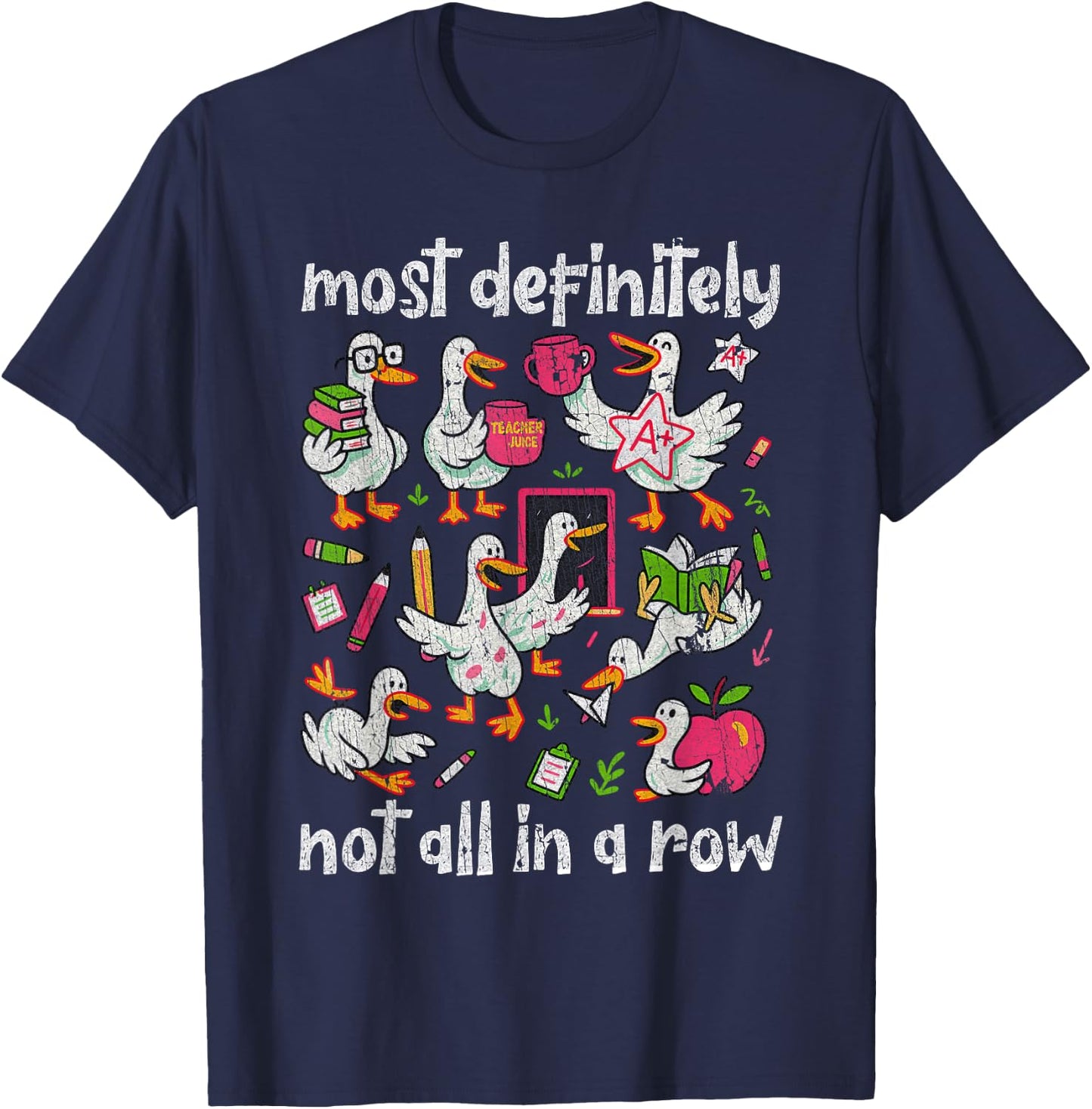 Funny Duck Teacher Educator Back to School T-Shirt - T-Shirt | Navy
