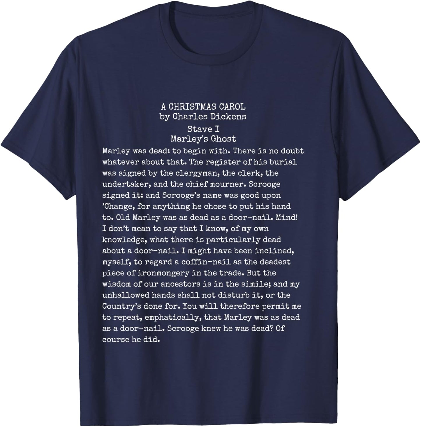 A Christmas Carol Charles Dickens Book Reader Gift T-Shirt - T-Shirt | Navy