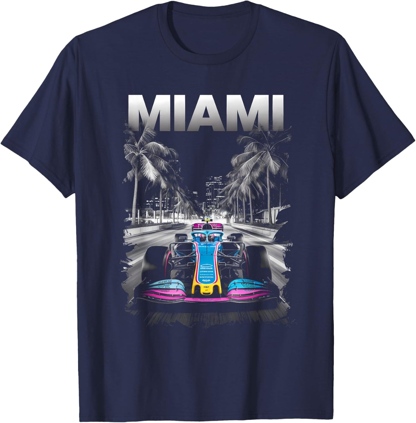 Miami Racing Gifts Men Women Race Car Racer Driver T-Shirt - T-Shirt | Navy