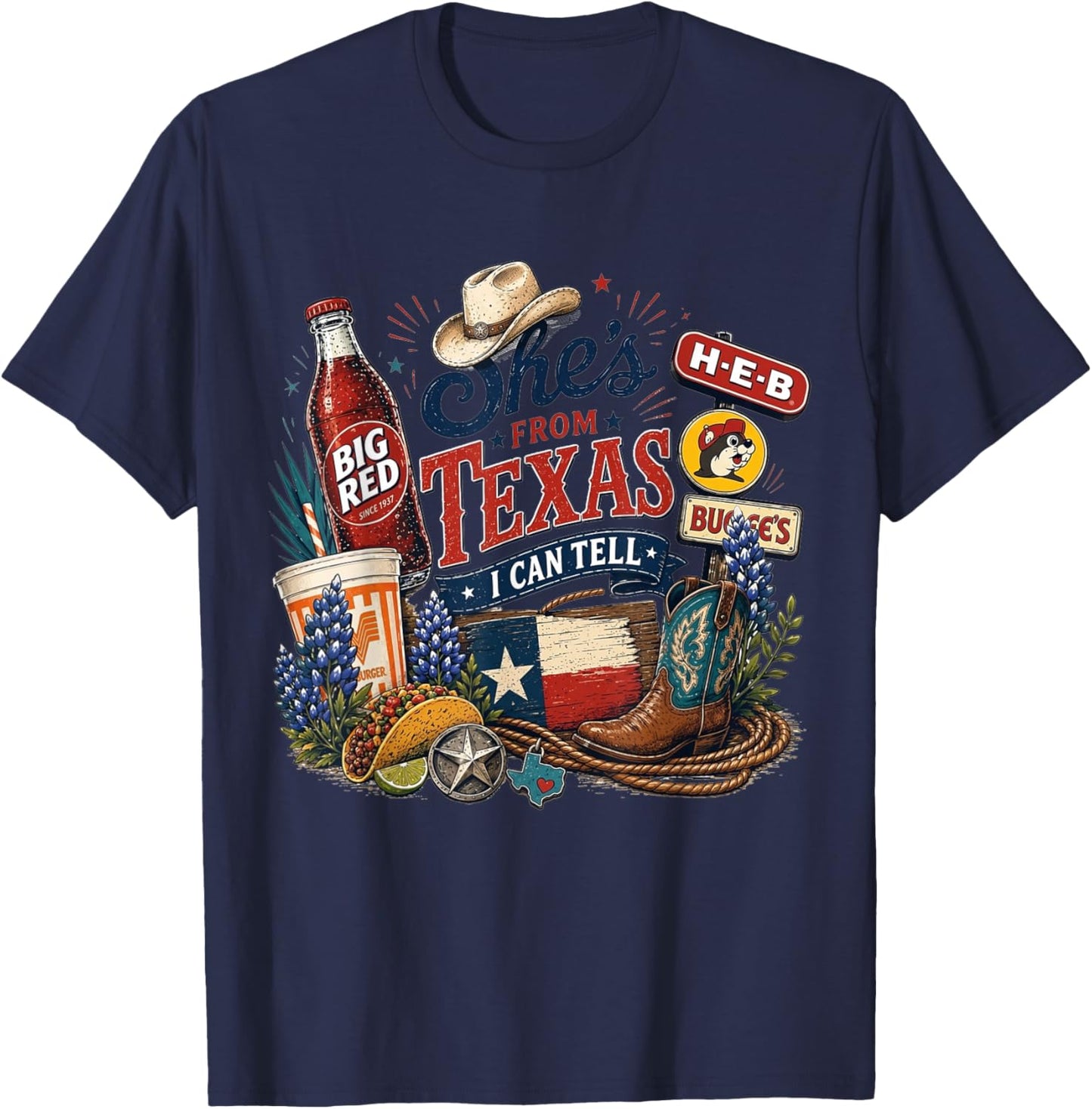 Shes from Texas I Can Tell State Pride Woman T-Shirt - T-Shirt | Navy